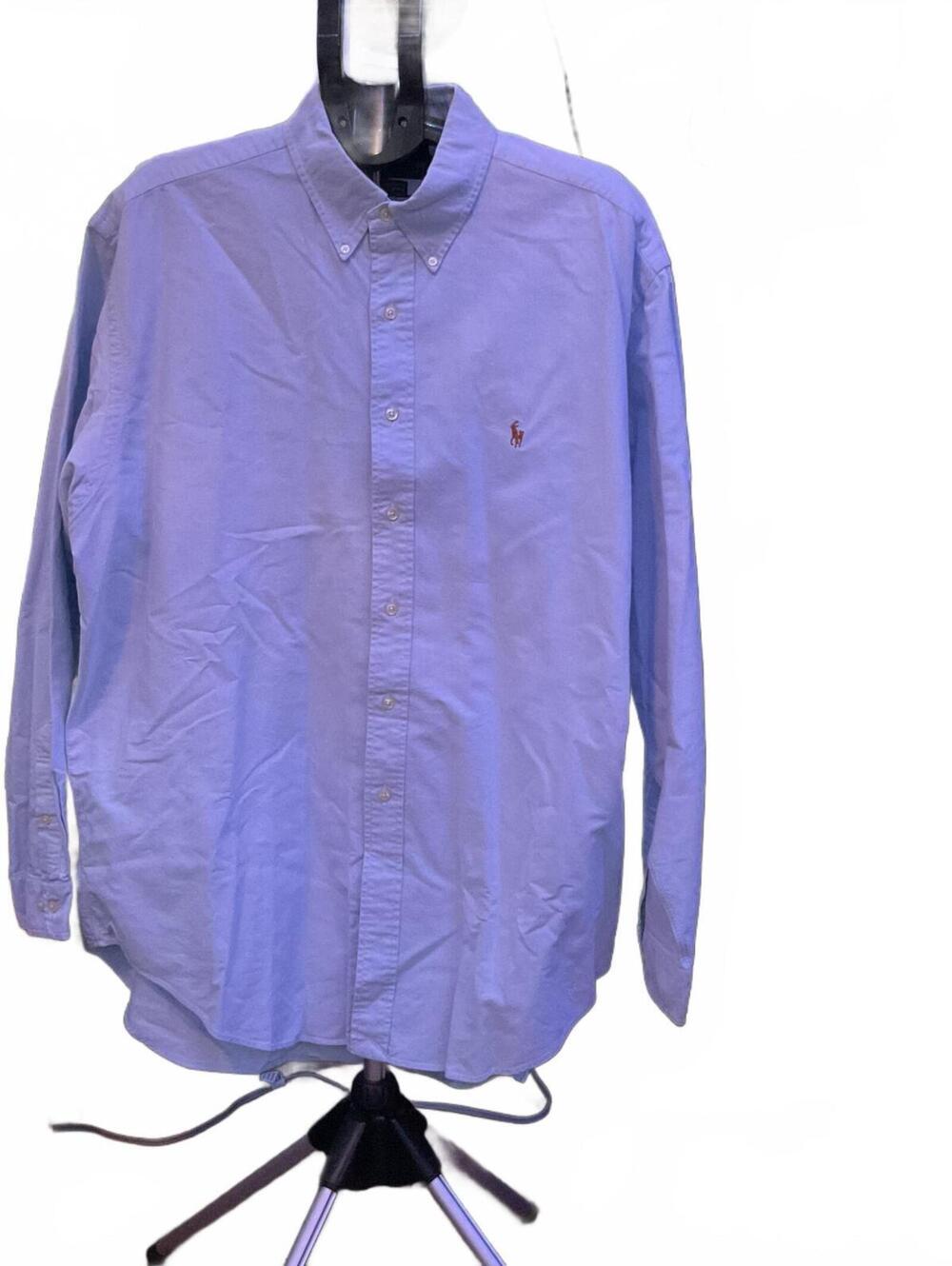 Vintage Polo Ralph Lauren Yarmouth Pinpoint Oxford Blue Size XL See Measurements